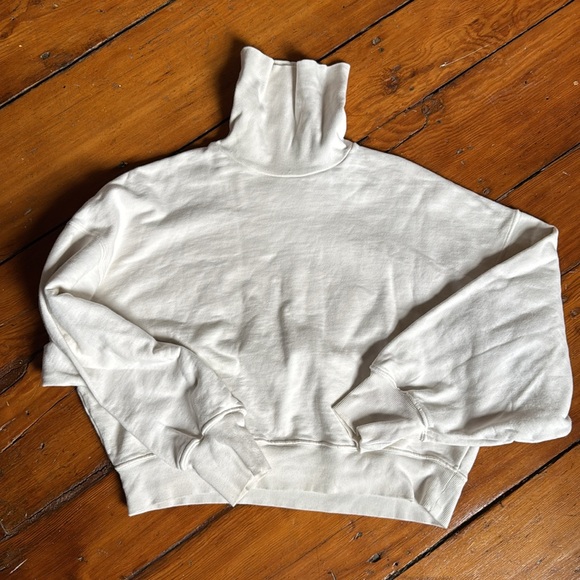 Anine Bing Kian Sweatshirt Ivory Turtleneck Long - Picture 7 of 10